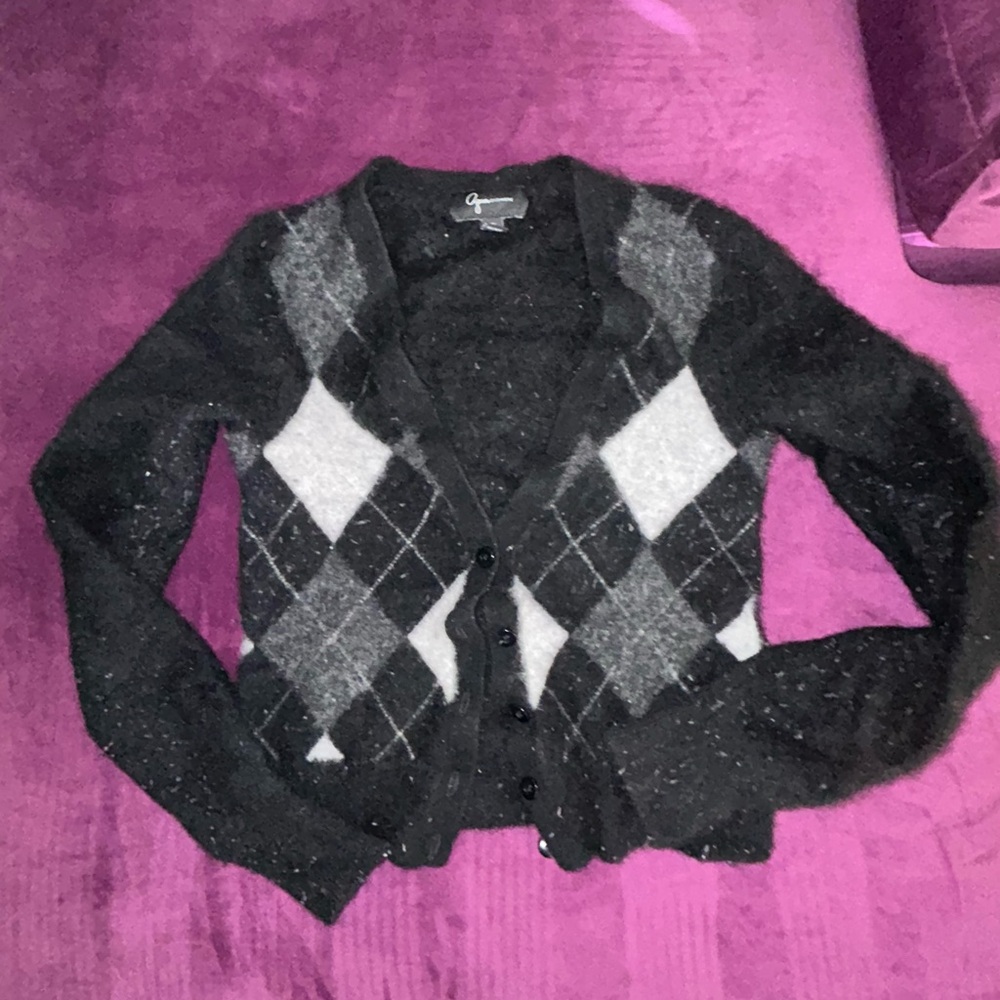 Argyle Pattern Black and Gray Sweater